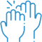 Multiple hands reaching upward together in collaborative gesture symbolizing teamwork and support.