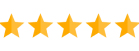 Five gold stars in a row representing a five-star rating or review for LCF Dentistry.